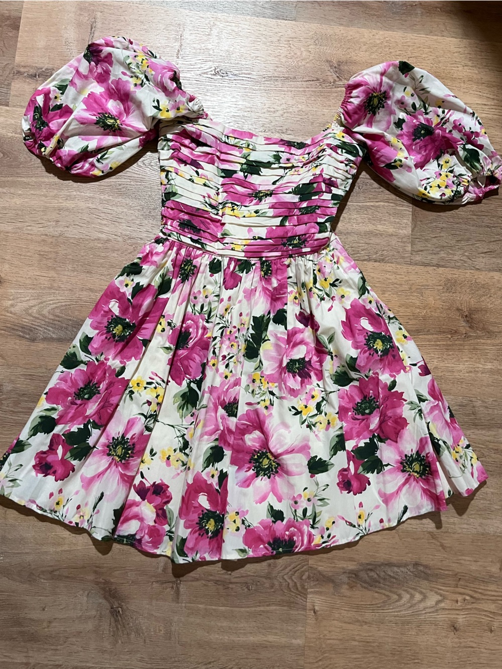 Abercrombie & Fitch Pink Floral Puff-Sleeve One-Piece
